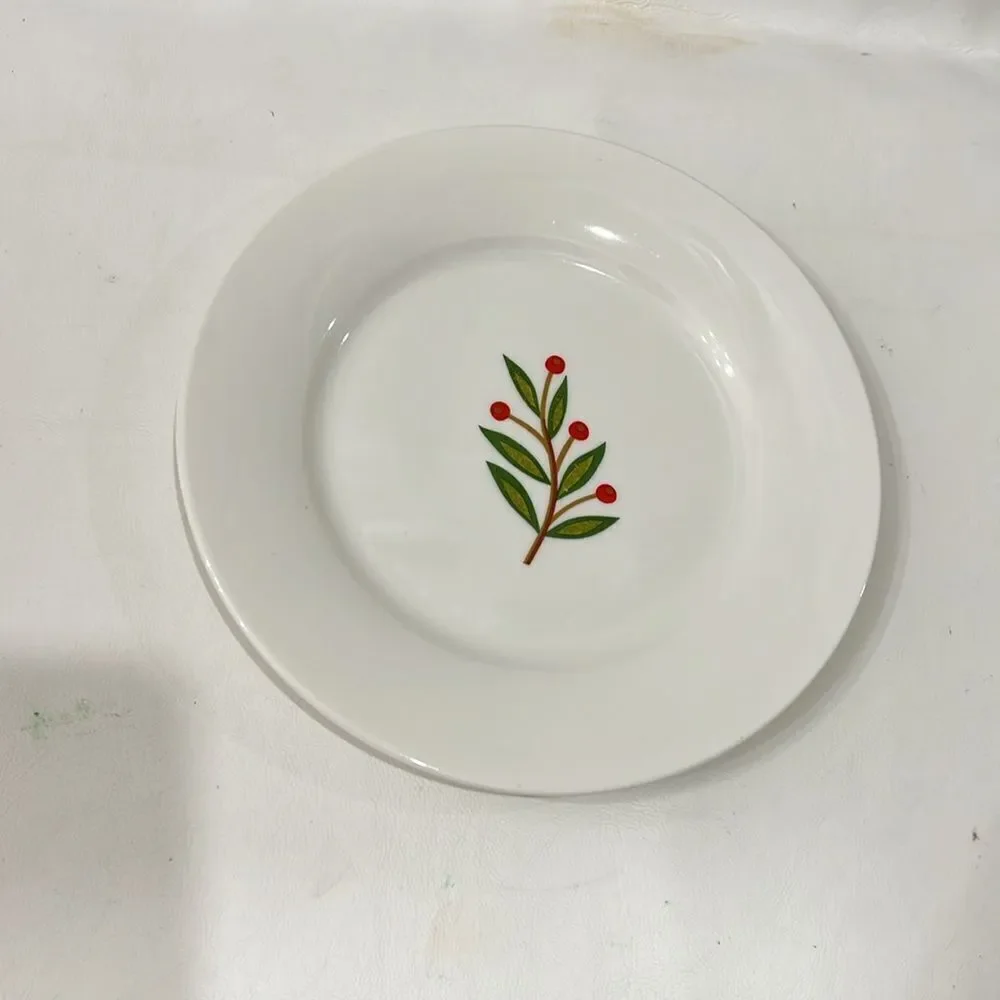 Crate and Barrel Salad Dessert Plates Set of 3 Plates Botanical Plates 7 1/2 In